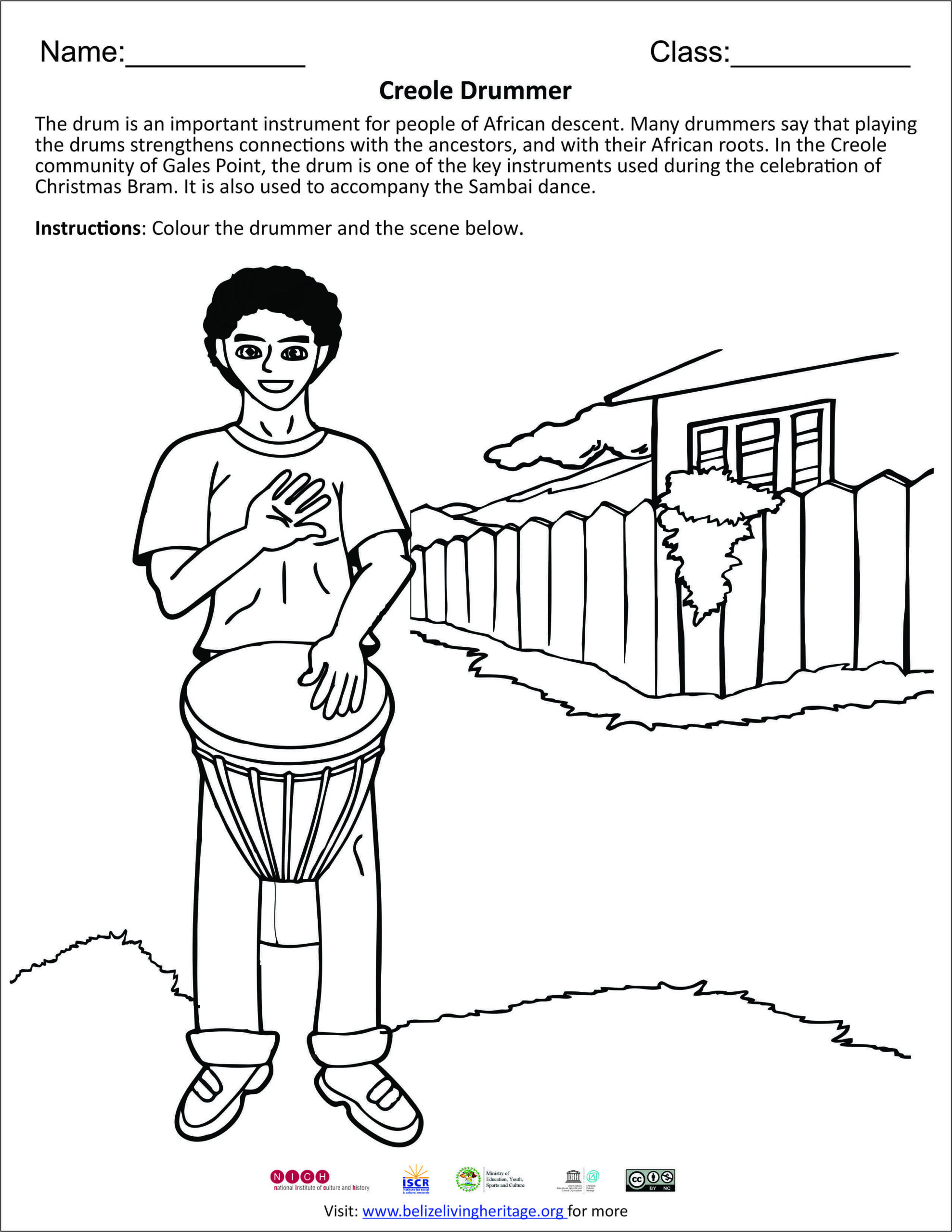 Coloring Activity Creole Drummer Belize Living Heritage coloring-activity-creole-drummer-belize-living-heritage